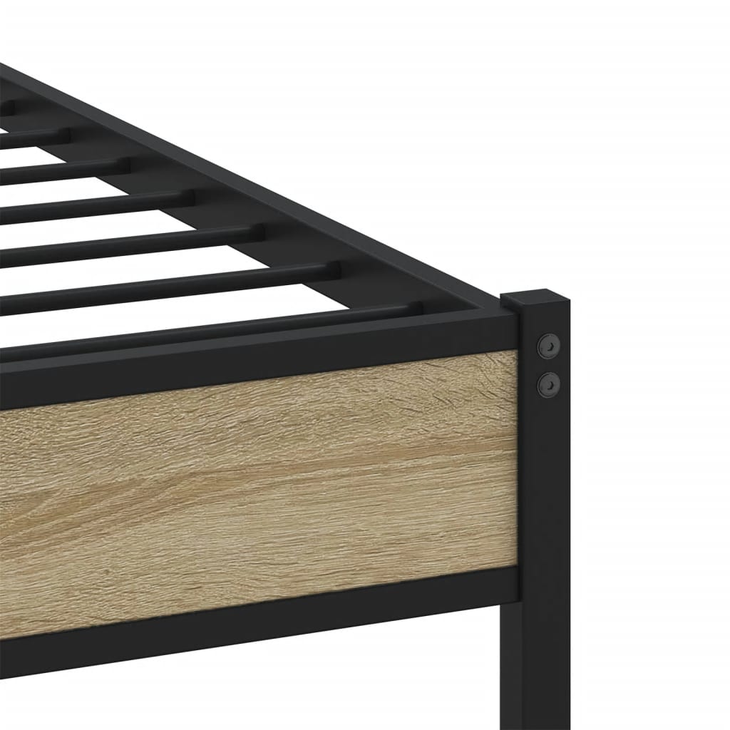 Metal Bed Frame without Mattress Sonoma Oak 90x190 cm Single