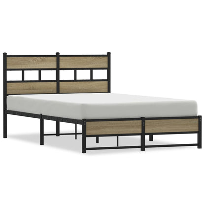 Metal Bed Frame without Mattress Sonoma Oak 120x190 cm Small Double