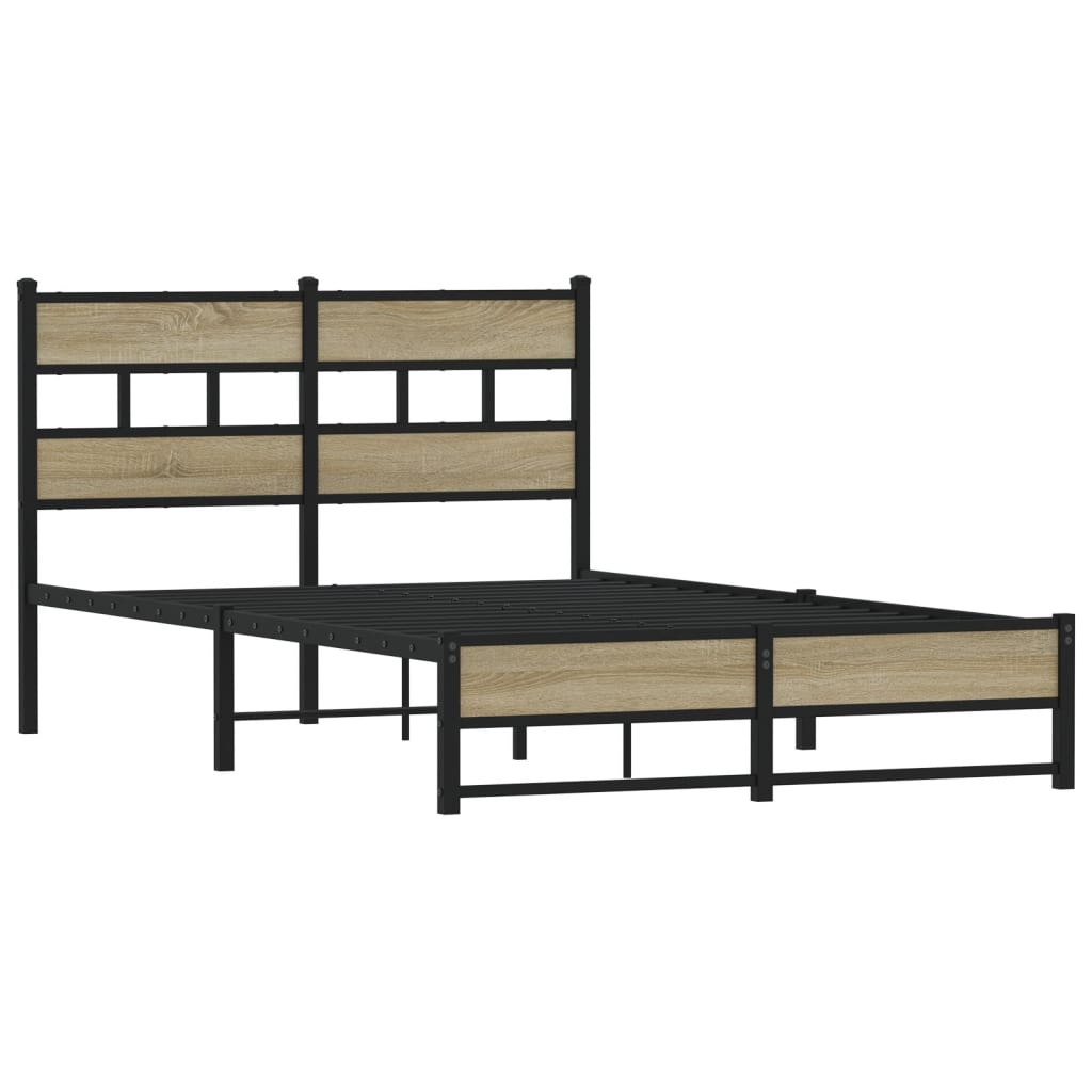 Metal Bed Frame without Mattress Sonoma Oak 120x190 cm Small Double