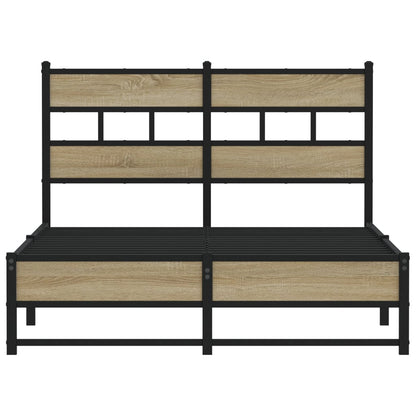 Metal Bed Frame without Mattress Sonoma Oak 120x190 cm Small Double