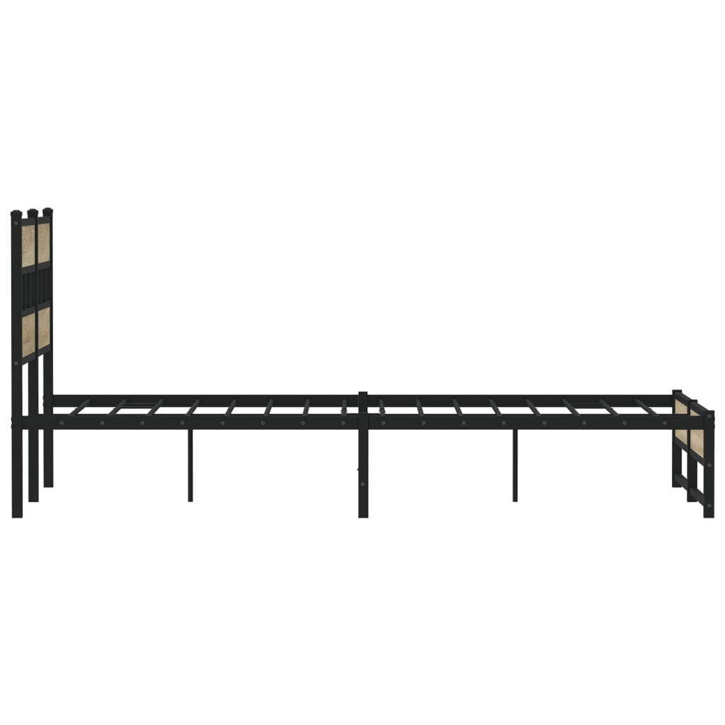 Metal Bed Frame without Mattress Sonoma Oak 120x190 cm Small Double