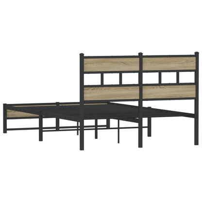 Metal Bed Frame without Mattress Sonoma Oak 120x190 cm Small Double