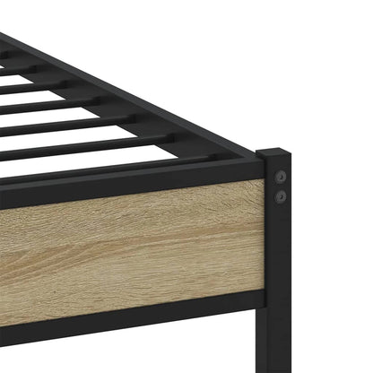 Metal Bed Frame without Mattress Sonoma Oak 120x190 cm Small Double