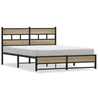 Metal Bed Frame without Mattress Sonoma Oak 150x200 cm King Size