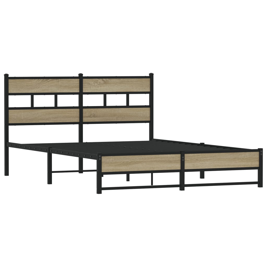 Metal Bed Frame without Mattress Sonoma Oak 150x200 cm King Size