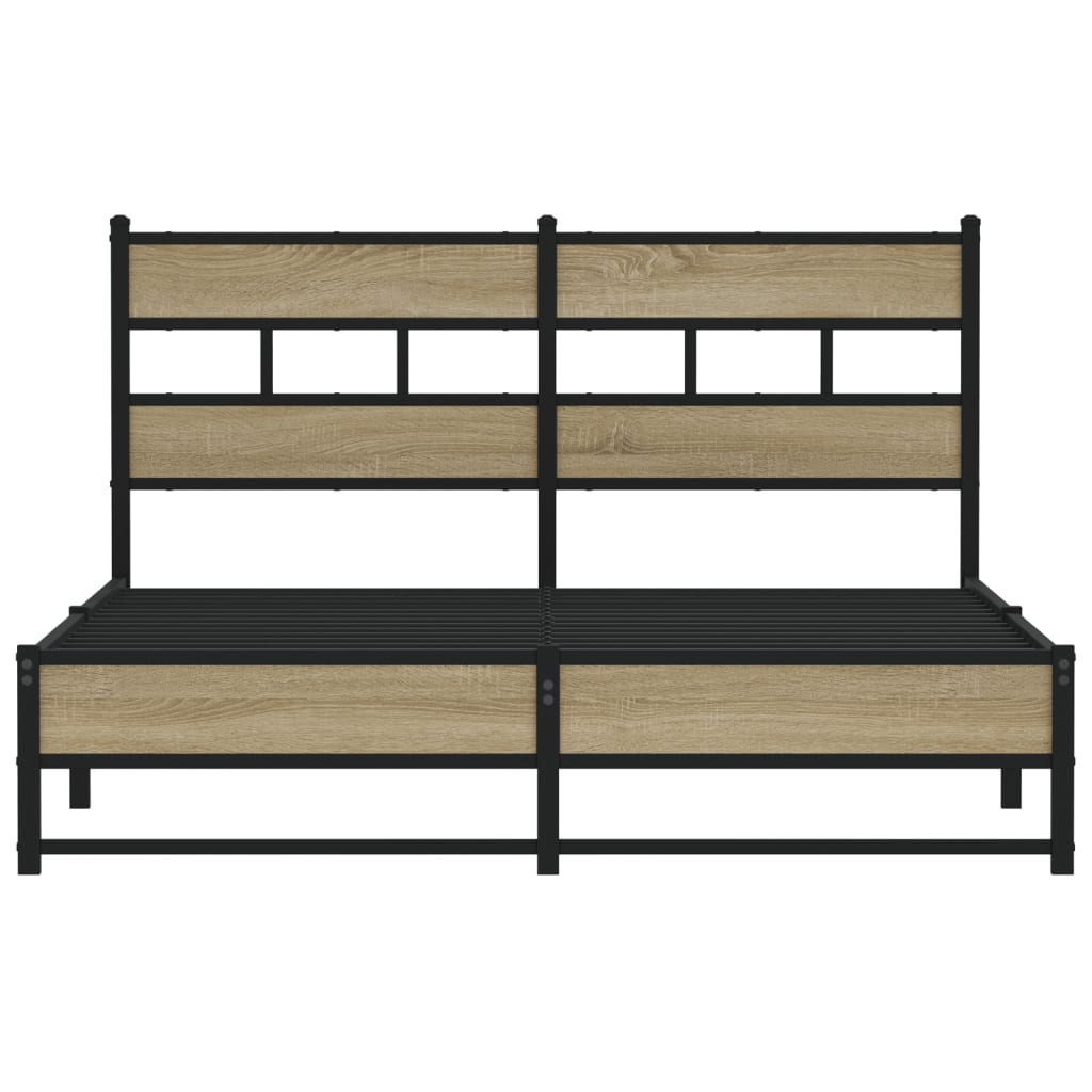 Metal Bed Frame without Mattress Sonoma Oak 150x200 cm King Size