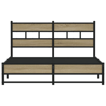 Metal Bed Frame without Mattress Sonoma Oak 150x200 cm King Size