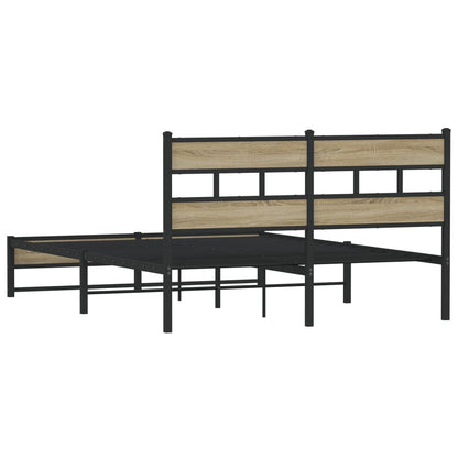 Metal Bed Frame without Mattress Sonoma Oak 150x200 cm King Size