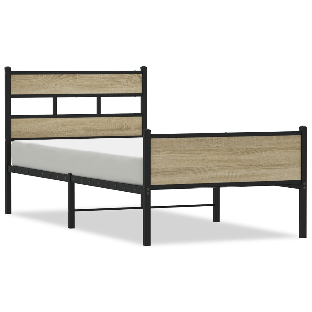 Bed Frame without Mattress Sonoma Oak 75x190 cm Small Single Engineered Wood