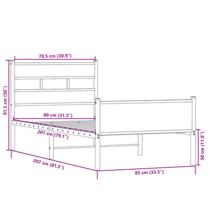 Bed Frame without Mattress Sonoma Oak 80x200 cm Engineered Wood