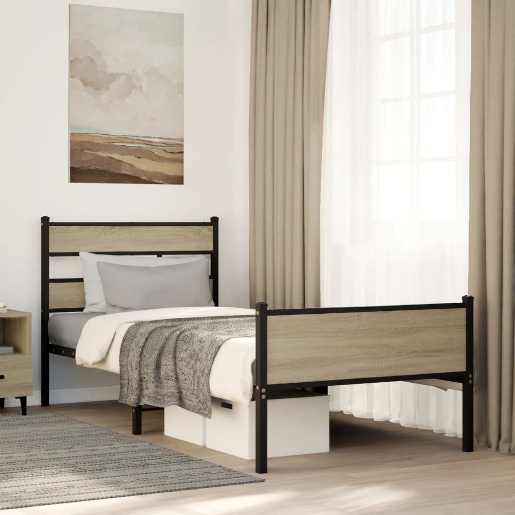 Bed Frame without Mattress Sonoma Oak 90x200 cm Engineered Wood