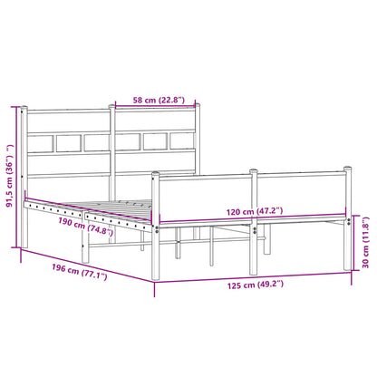 Bed Frame without Mattress Sonoma Oak 120x190 cm Small Double Engineered Wood