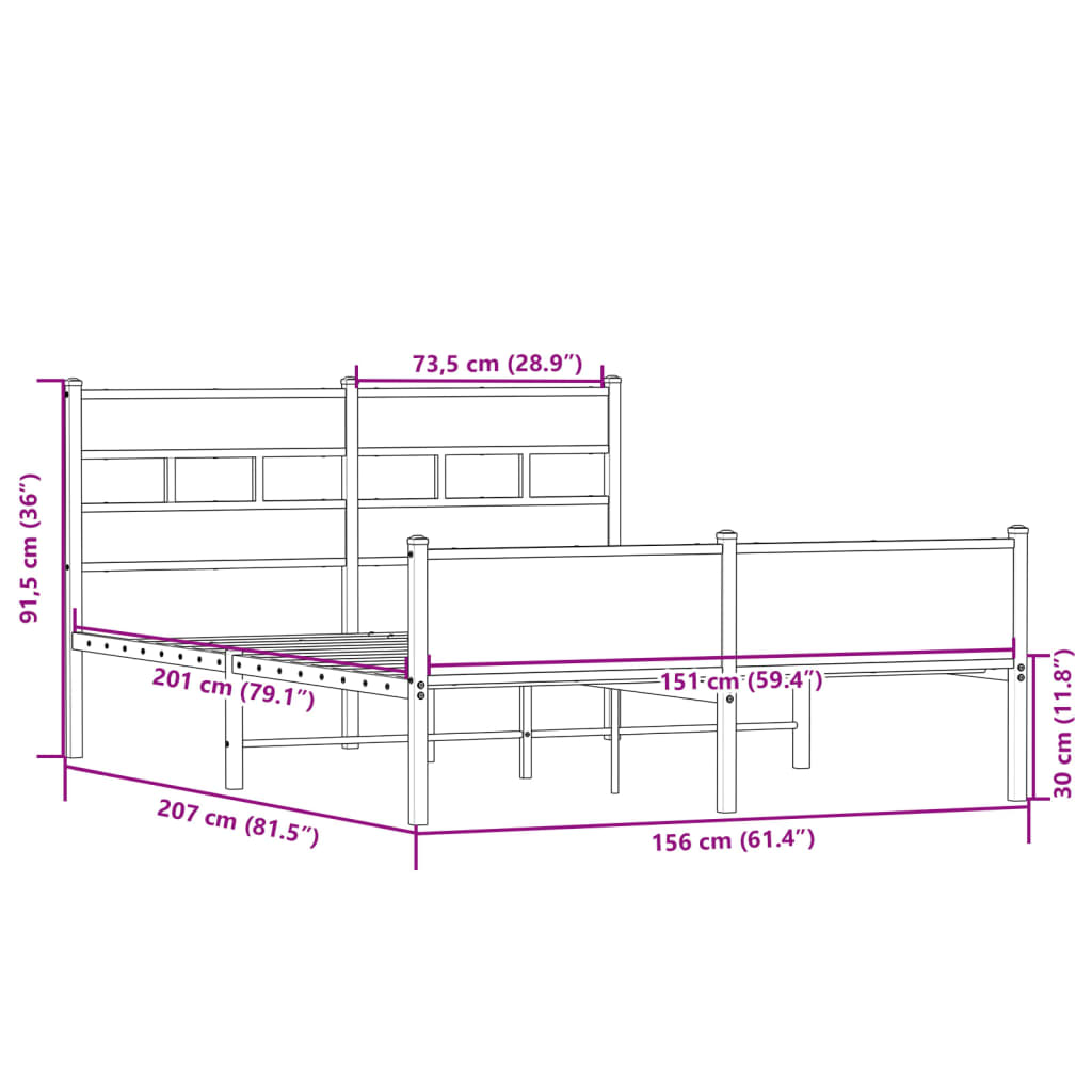 Bed Frame without Mattress Sonoma Oak 150x200 cm King Size Engineered Wood