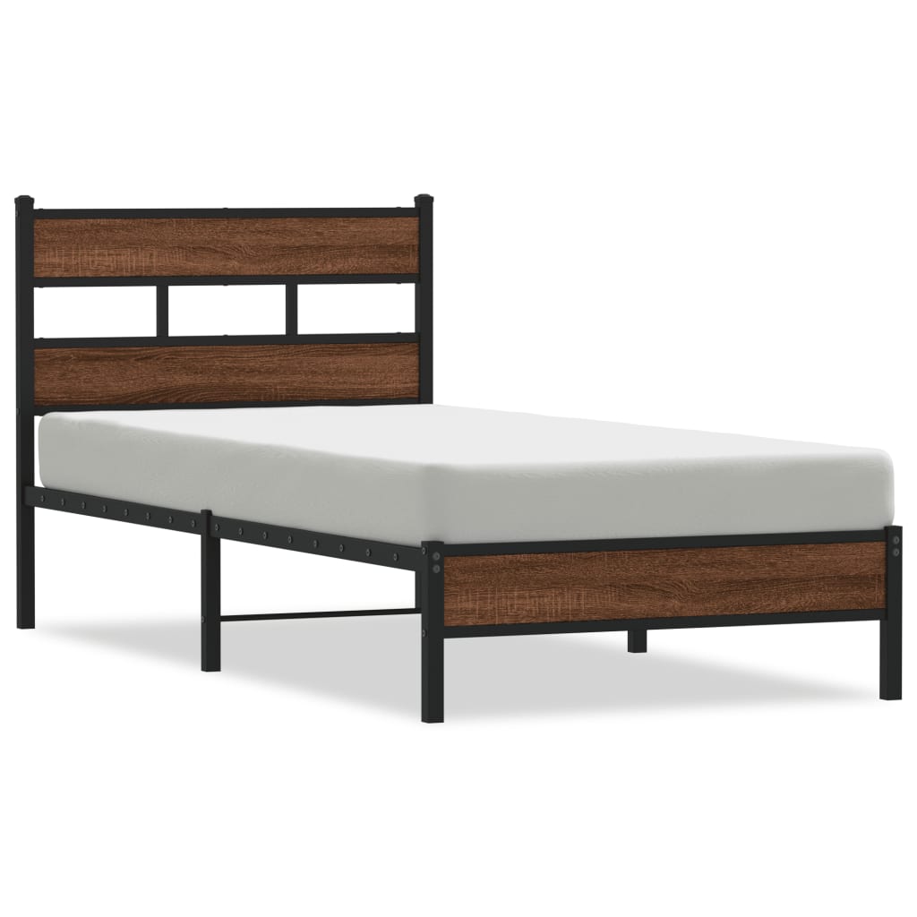 Bed Frame without Mattress Brown Oak 75x190 cm Small Single Engineered Wood