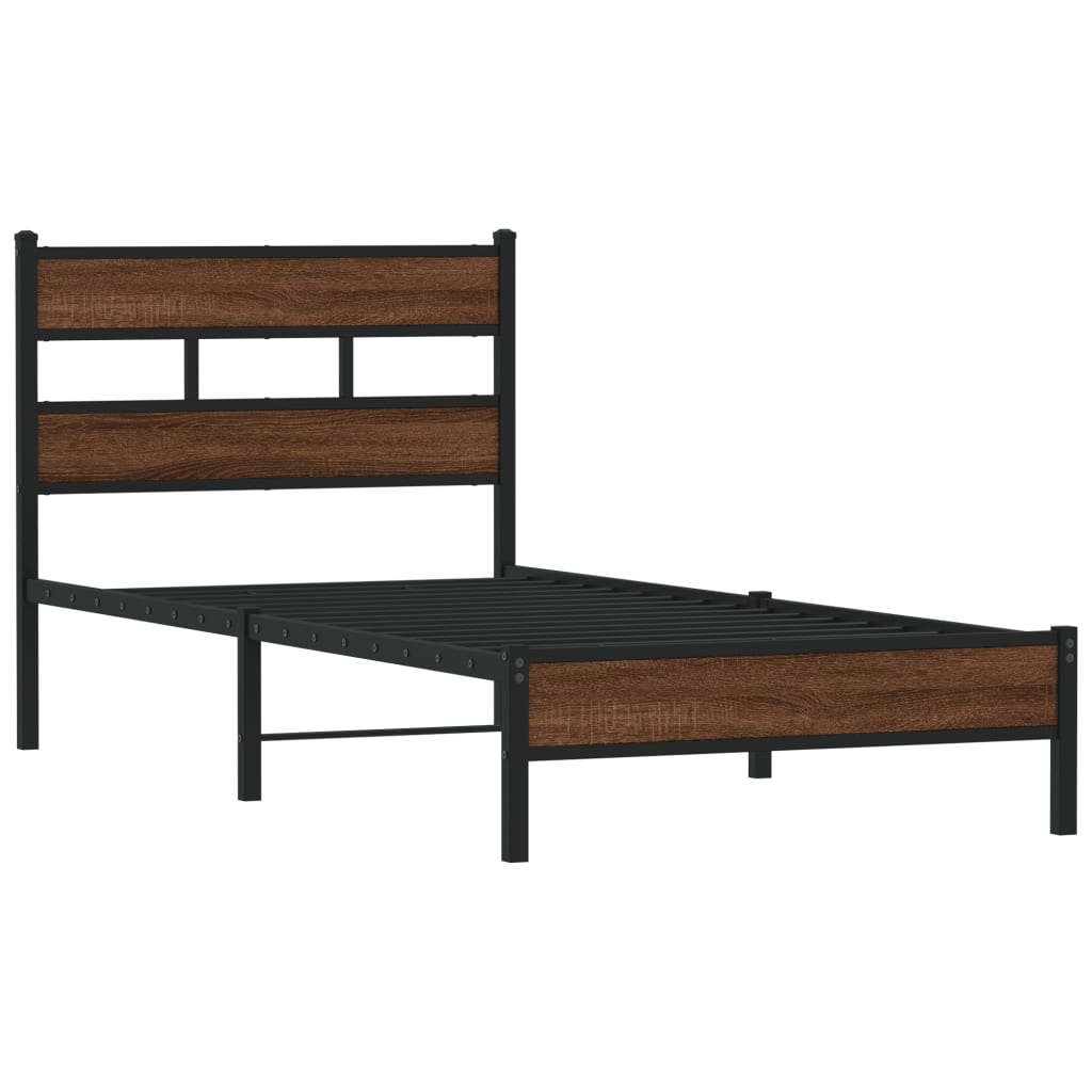 Bed Frame without Mattress Brown Oak 90x190 cm Single Engineered Wood