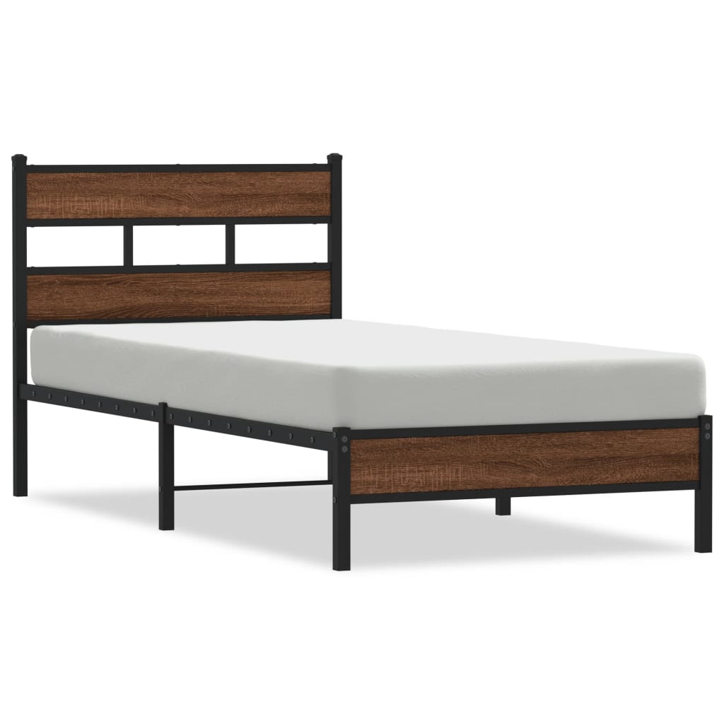 Bed Frame without Mattress Brown Oak 90x200 cm Engineered Wood