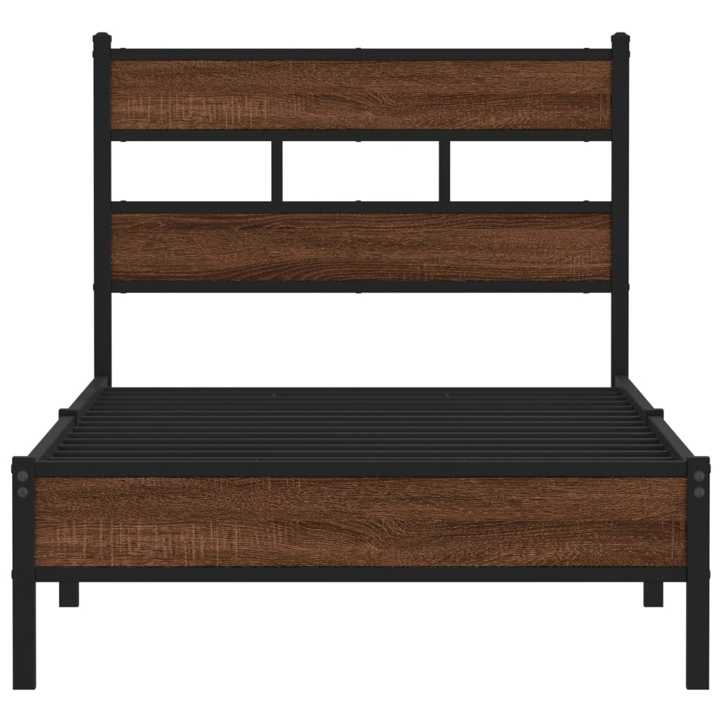 Bed Frame without Mattress Brown Oak 100x200 cm Engineered Wood