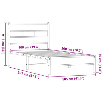 Bed Frame without Mattress Brown Oak 100x200 cm Engineered Wood