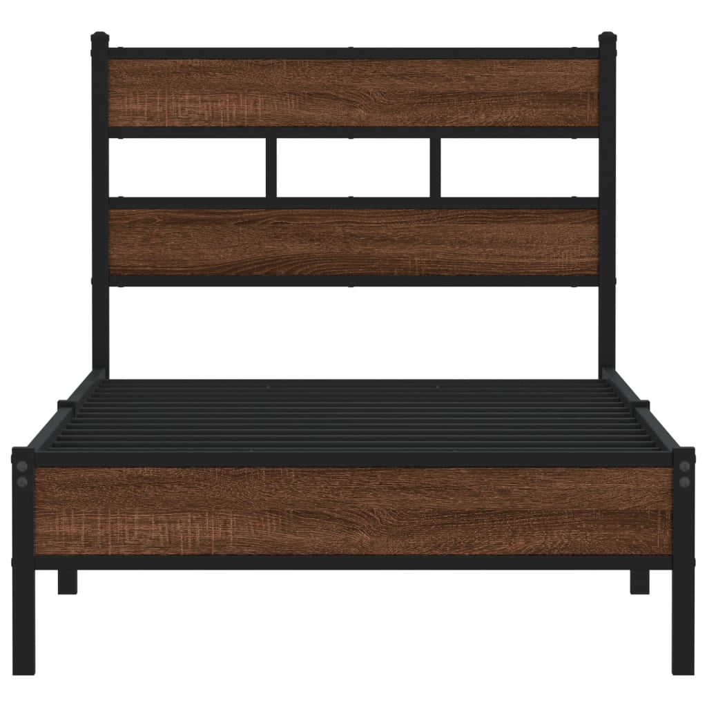 Bed Frame without Mattress Brown Oak 107x203 cm Engineered Wood