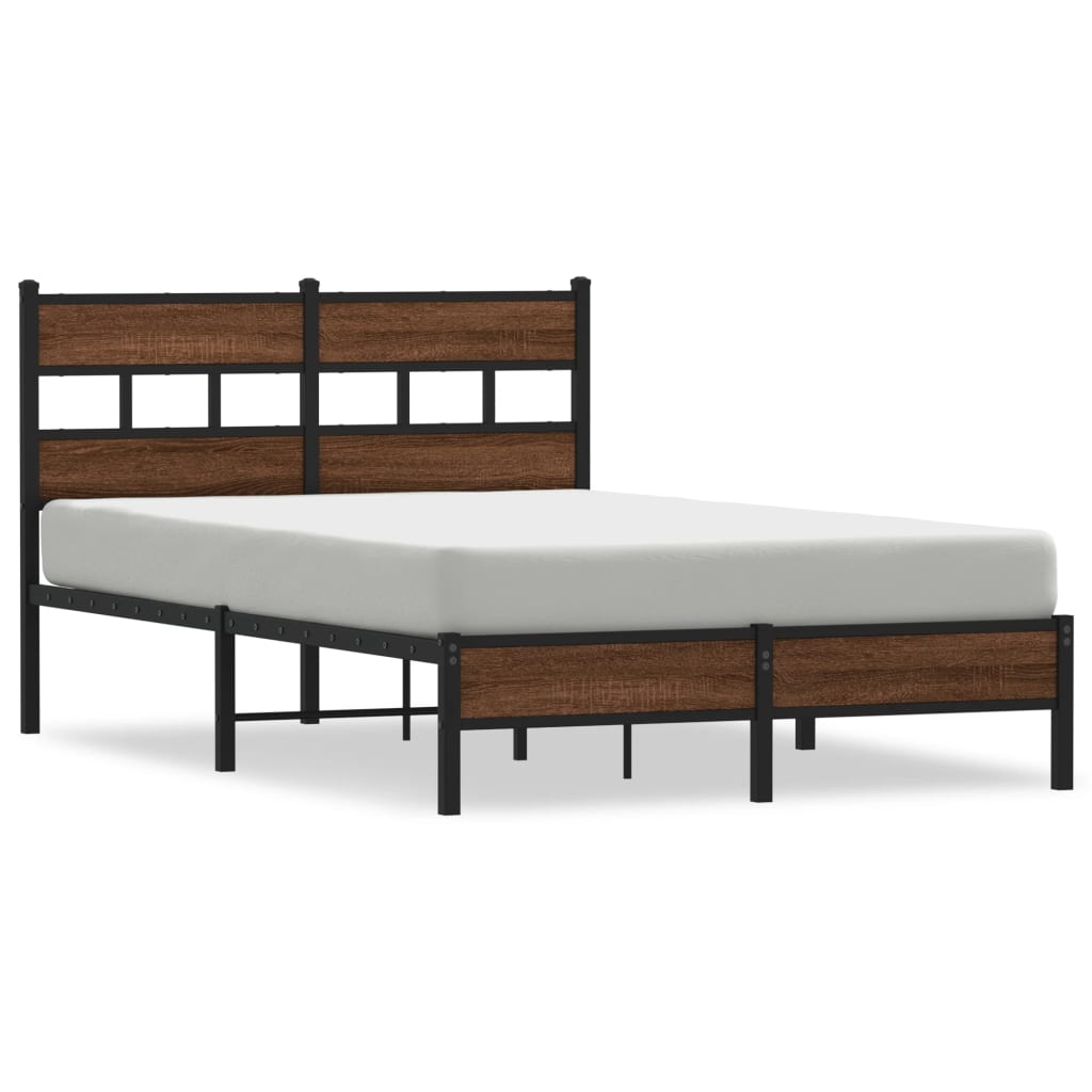 Bed Frame without Mattress Brown Oak 120x190 cm Small Double Engineered Wood