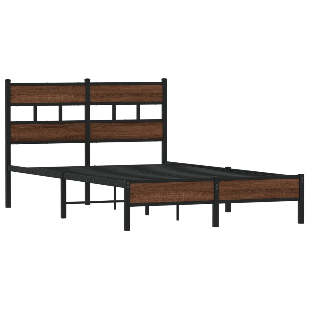 Bed Frame without Mattress Brown Oak 120x190 cm Small Double Engineered Wood