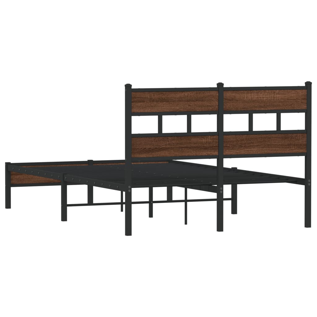 Bed Frame without Mattress Brown Oak 120x190 cm Small Double Engineered Wood