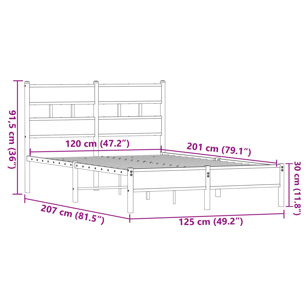 Bed Frame without Mattress Brown Oak 120x200 cm Engineered Wood