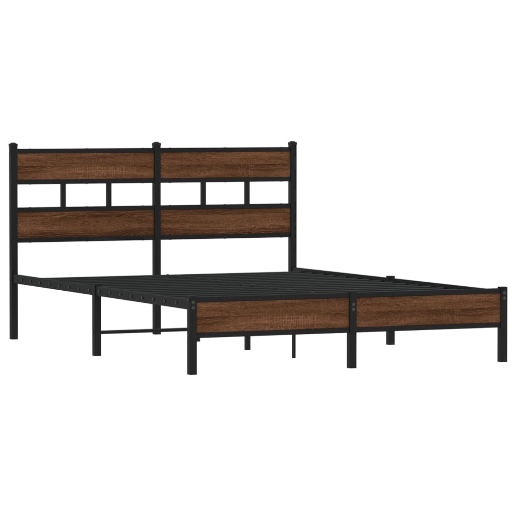 Bed Frame without Mattress Brown Oak 137x190 cm Engineered Wood