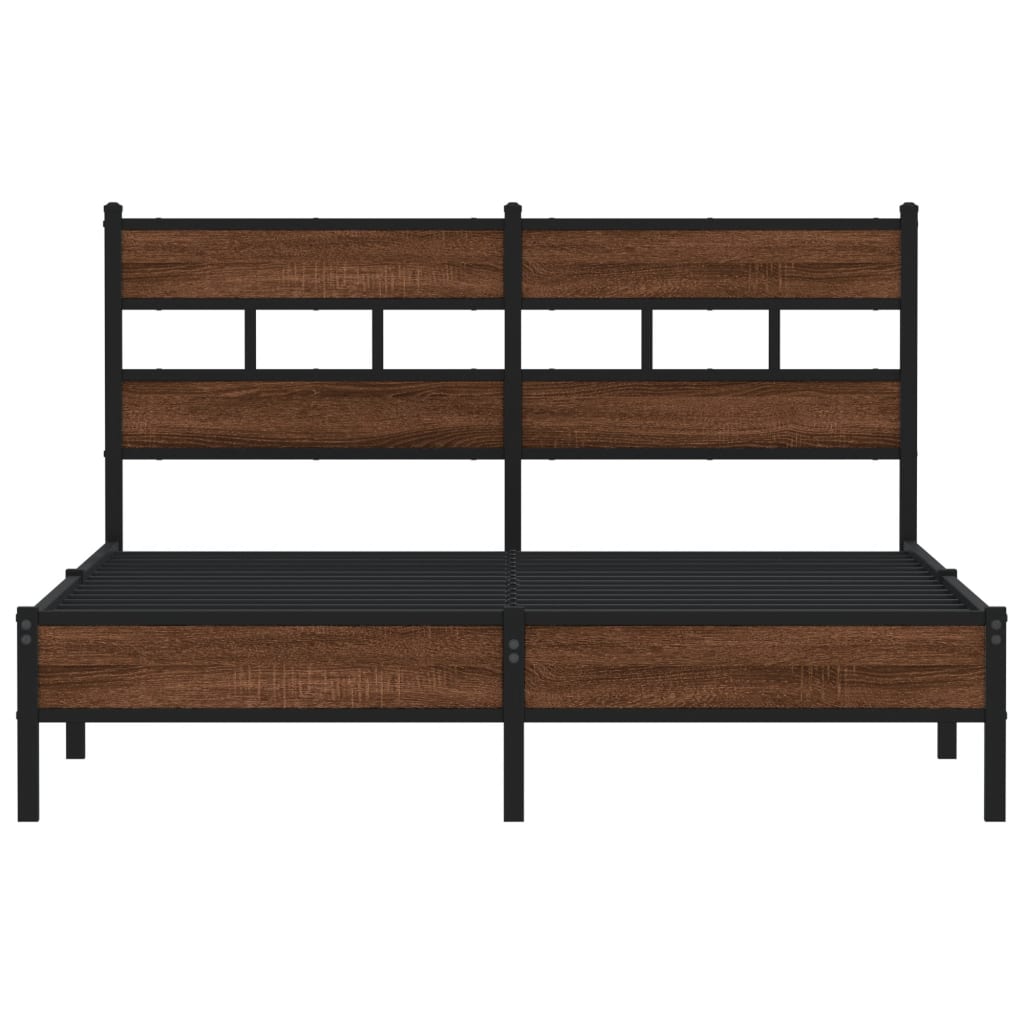 Bed Frame without Mattress Brown Oak 137x190 cm Engineered Wood