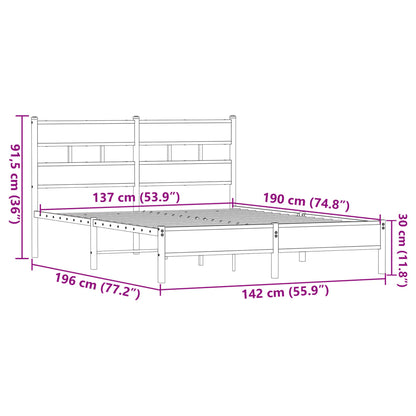 Bed Frame without Mattress Brown Oak 137x190 cm Engineered Wood