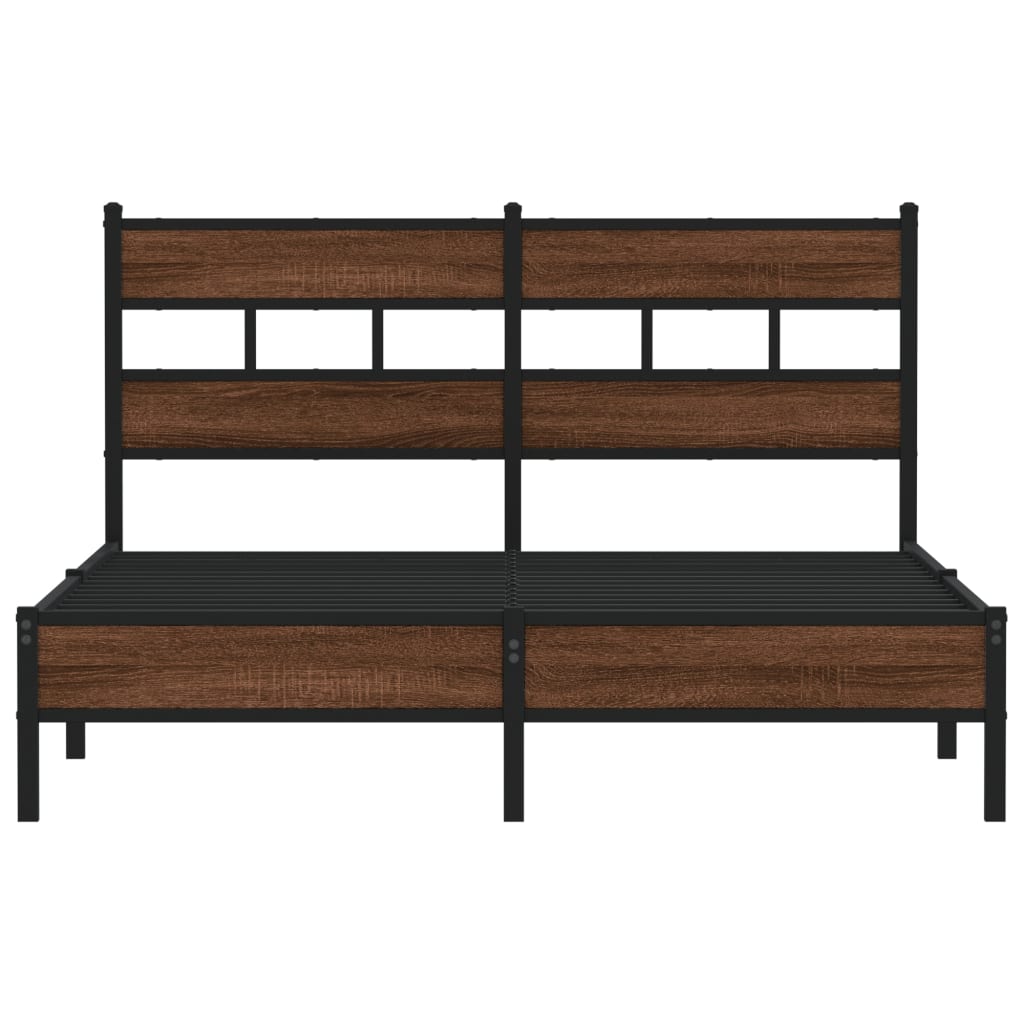 Bed Frame without Mattress Brown Oak 140x190 cm Engineered Wood