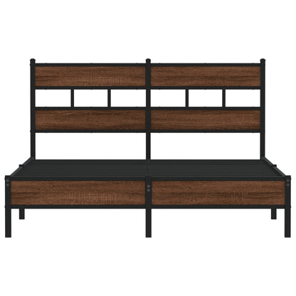 Bed Frame without Mattress Brown Oak 140x190 cm Engineered Wood