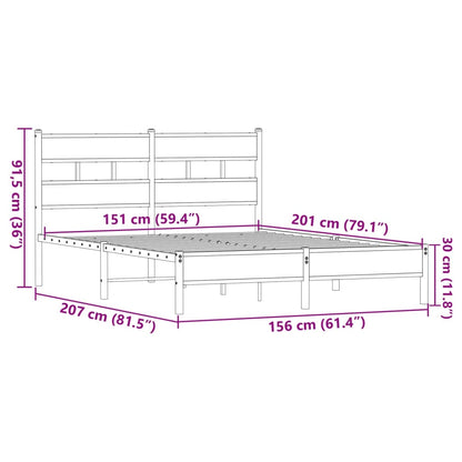 Bed Frame without Mattress Brown Oak 150x200 cm King Size Engineered Wood