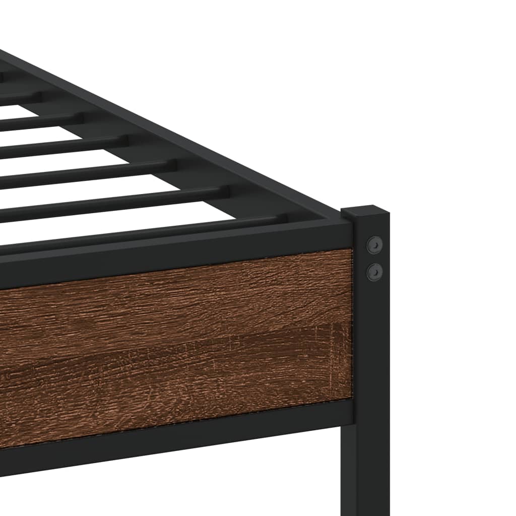 Metal Bed Frame without Mattress Brown Oak 90x190 cm Single