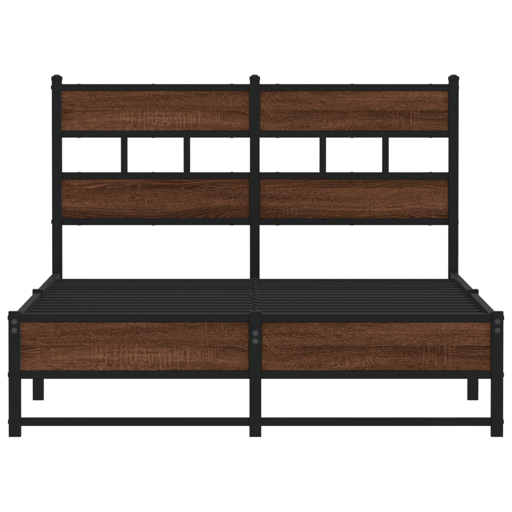 Metal Bed Frame without Mattress Brown Oak 120x190 cm Small Double