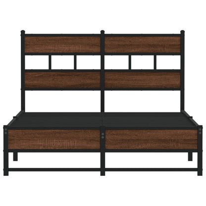 Metal Bed Frame without Mattress Brown Oak 120x190 cm Small Double