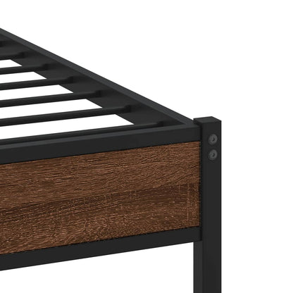 Metal Bed Frame without Mattress Brown Oak 120x190 cm Small Double