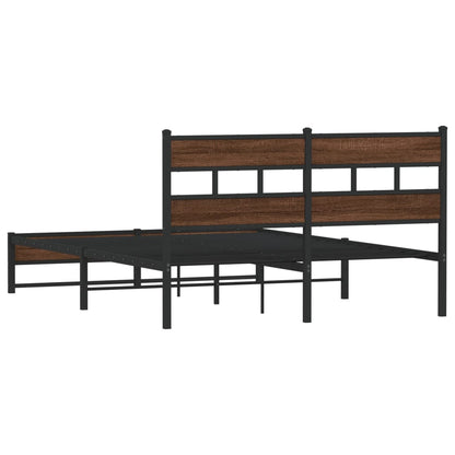 Metal Bed Frame without Mattress Brown Oak 150x200 cm King Size