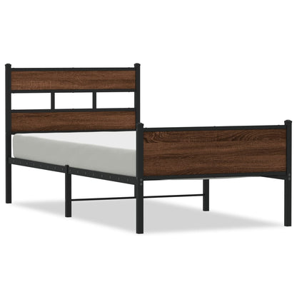 Bed Frame without Mattress Brown Oak 75x190 cm Small Single Engineered Wood