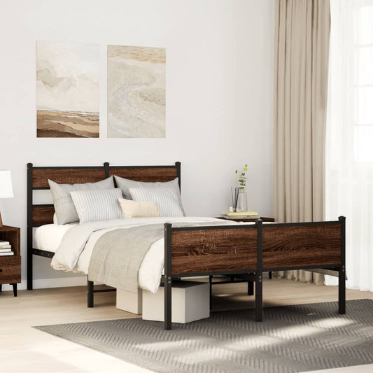 Bed Frame without Mattress Brown Oak 120x190 cm Small Double Engineered Wood