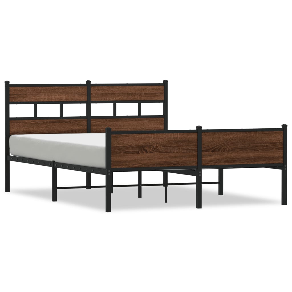 Bed Frame without Mattress Brown Oak 137x190 cm Engineered Wood