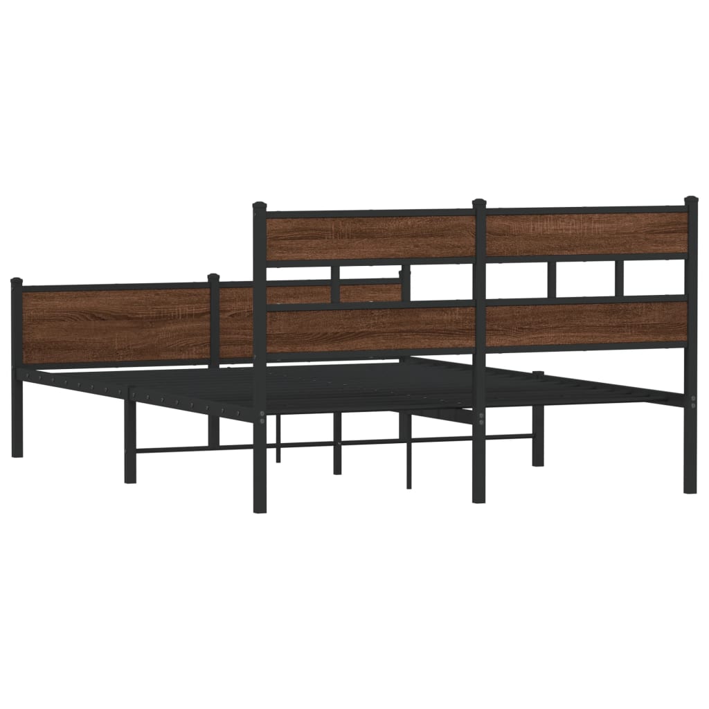 Bed Frame without Mattress Brown Oak 137x190 cm Engineered Wood