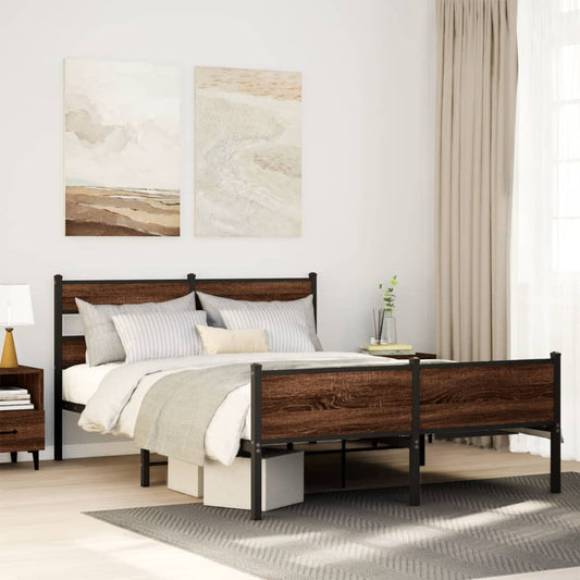 Bed Frame without Mattress Brown Oak 137x190 cm Engineered Wood