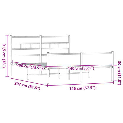 Bed Frame without Mattress Brown Oak 140x200 cm Engineered Wood