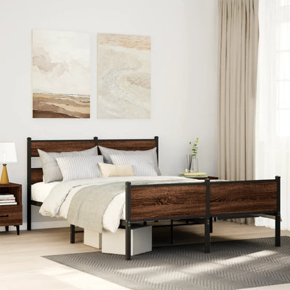 Bed Frame without Mattress Brown Oak 150x200 cm King Size Engineered Wood