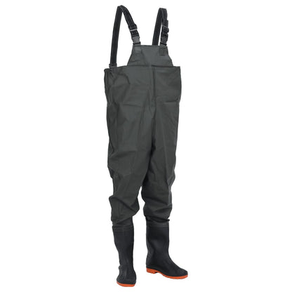 Chest Waders with Boots Dark Green Size 38