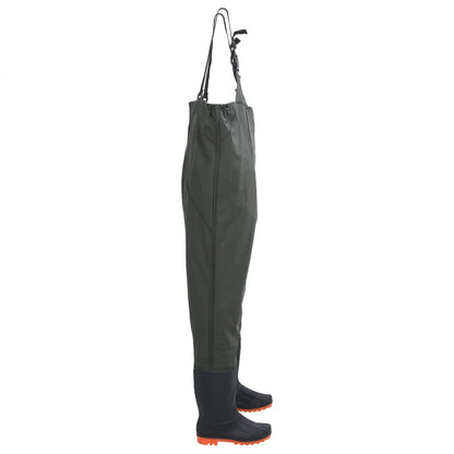 Chest Waders with Boots Dark Green Size 38