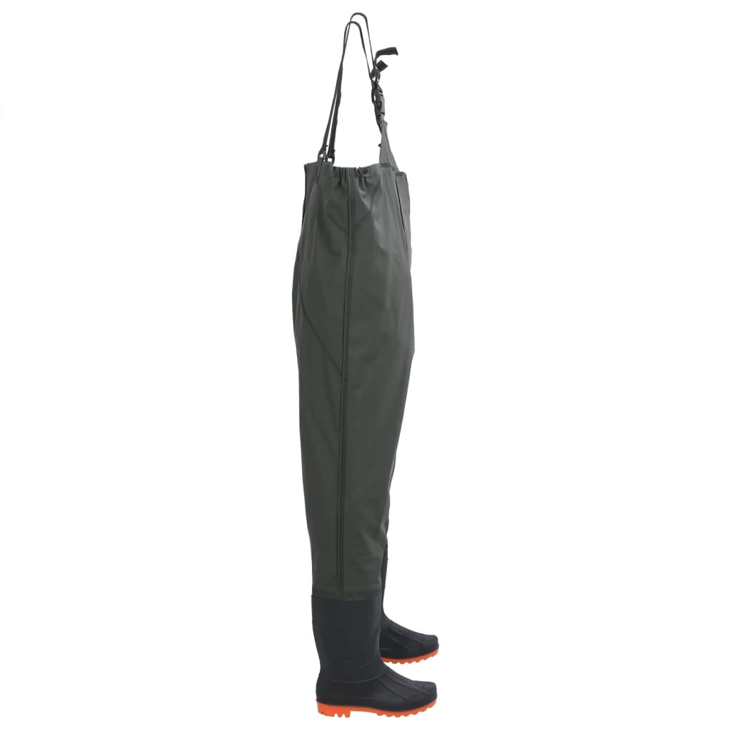 Chest Waders with Boots Dark Green Size 39