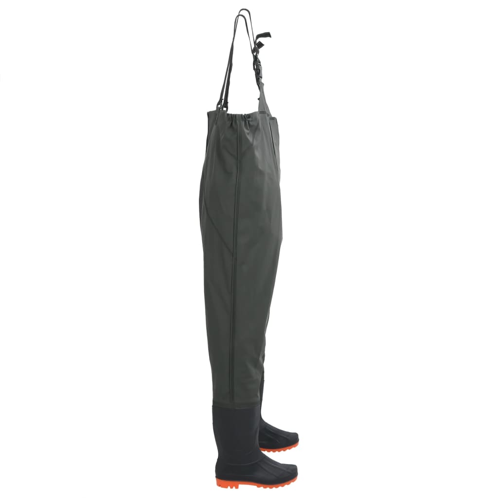 Chest Waders with Boots Dark Green Size 40