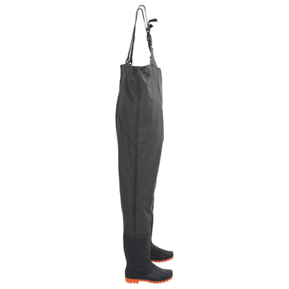 Chest Waders with Boots Dark Green Size 45